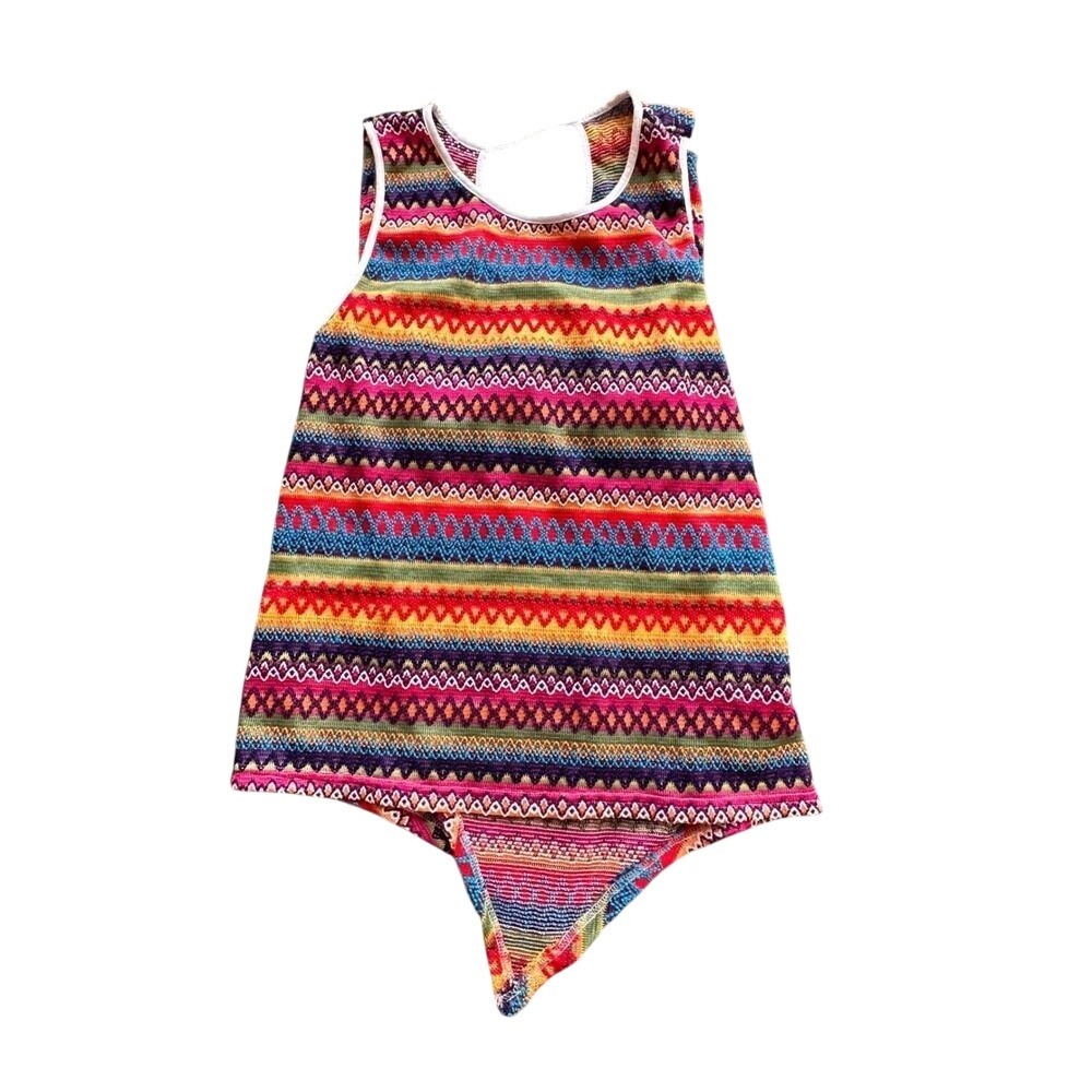 SHEIN Curve Colorful Geometric Knit Bodysuit Sleeveless Surplice Back 3XL